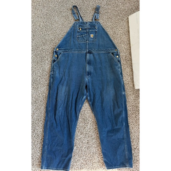 Carhartt SIZE 50x32 0R4672-M Mens Blue Denim Loose Fit Denim Bib Overall - Picture 1 of 6